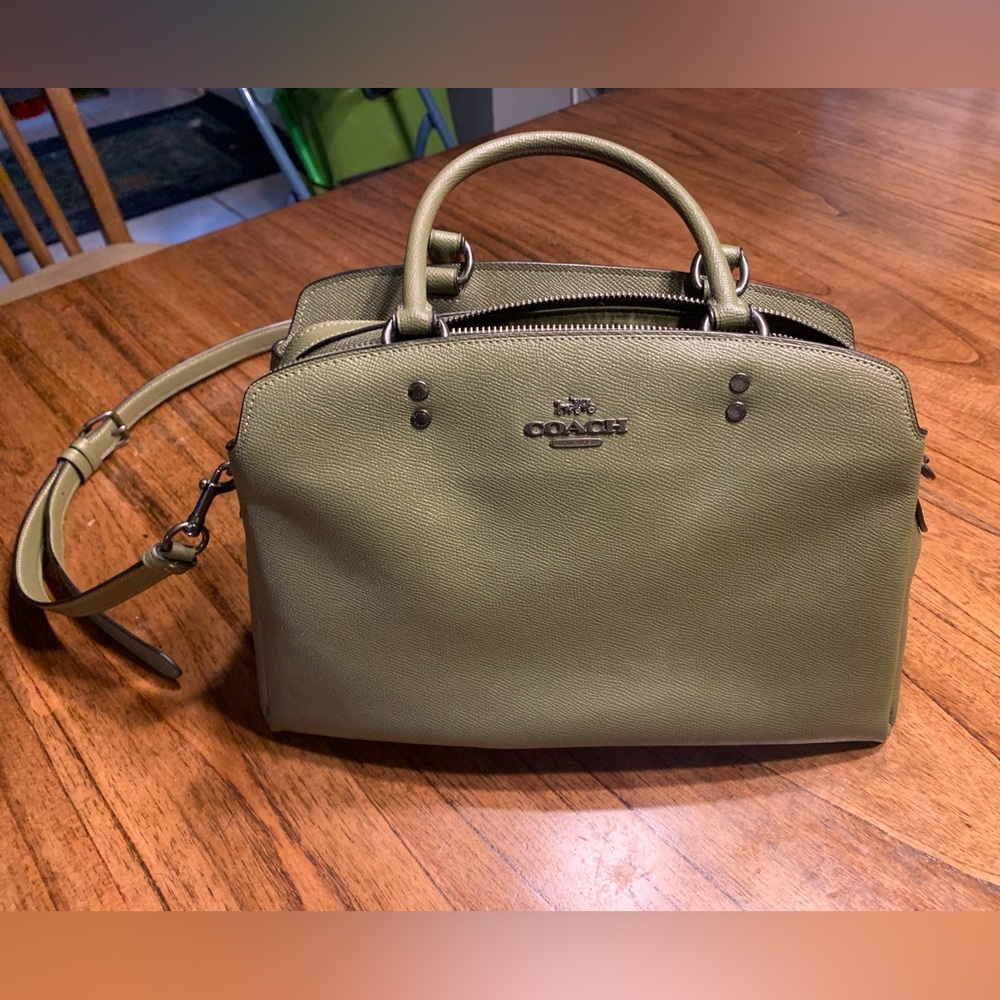 Coach Green Satchel with Silver Hardware